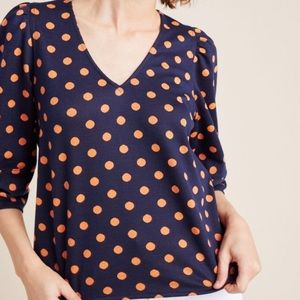 Anthropologie structured polka dot top.